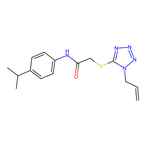N-(4-propan-2-ylphenyl)-2-(1-prop-2-enyltetrazol-5-yl)sulfanylacetamide structure