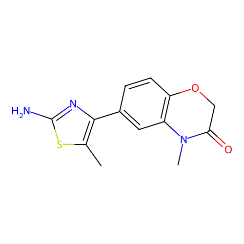 6-(2-amino-5-methylthiazol-4-yl)-4-methyl-2H-benzo[b][1,4]oxazin-3(4H)-one structure