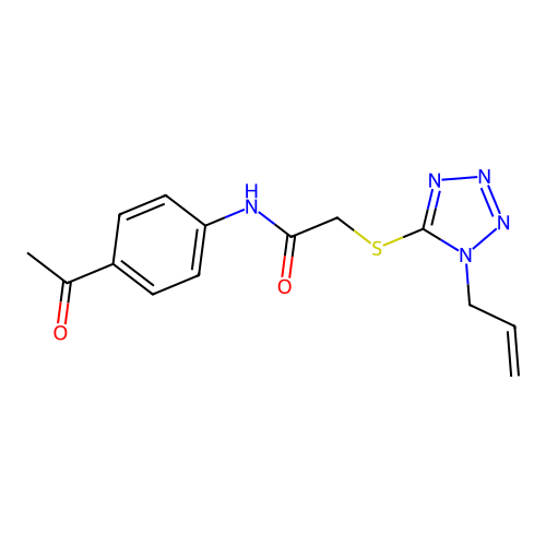N-(4-acetylphenyl)-2-(1-prop-2-enyltetrazol-5-yl)sulfanylacetamide structure