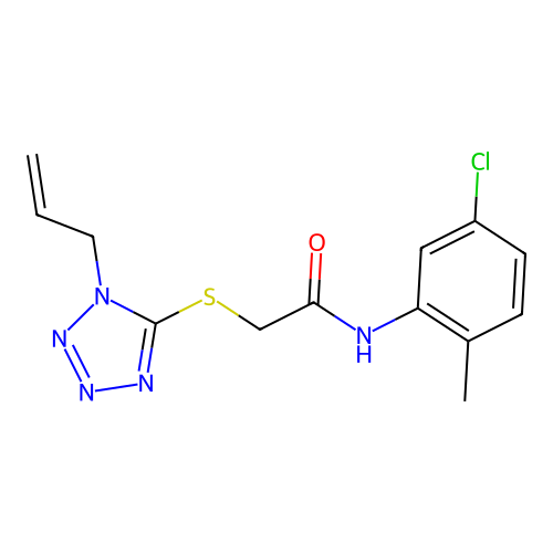 N-(5-chloro-2-methylphenyl)-2-(1-prop-2-enyltetrazol-5-yl)sulfanylacetamide structure