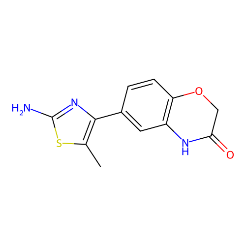 6-(2-amino-5-methyl-1,3-thiazol-4-yl)-3,4-dihydro-2H-1,4-benzoxazin-3-one structure