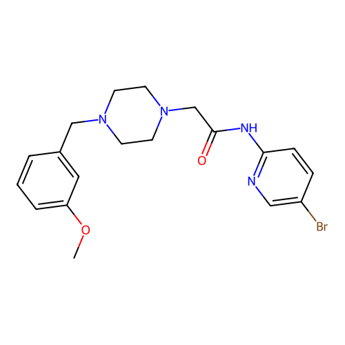 N-(5-bromopyridin-2-yl)-2-[4-[(3-methoxyphenyl)methyl]piperazin-1-yl]acetamide structure