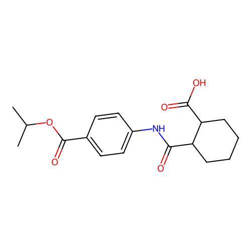 2-({4-[(Propan-2-yloxy)carbonyl]phenyl}carbamoyl)cyclohexanecarboxylic acid structure