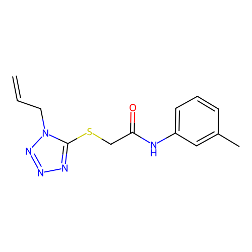 N-(3-methylphenyl)-2-(1-prop-2-enyltetrazol-5-yl)sulfanylacetamide structure