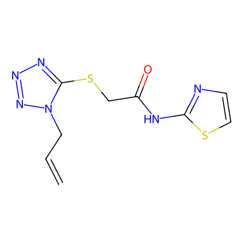 2-{[1-(prop-2-en-1-yl)-1H-tetrazol-5-yl]sulfanyl}-N-(1,3-thiazol-2-yl)acetamide structure
