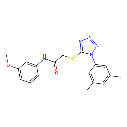 2-{[1-(3,5-dimethylphenyl)-1H-tetrazol-5-yl]sulfanyl}-N-(3-methoxyphenyl)acetamide structure