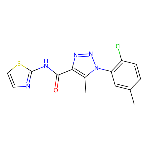 1-(2-chloro-5-methylphenyl)-5-methyl-N-(1,3-thiazol-2-yl)-1H-1,2,3-triazole-4-carboxamide structure