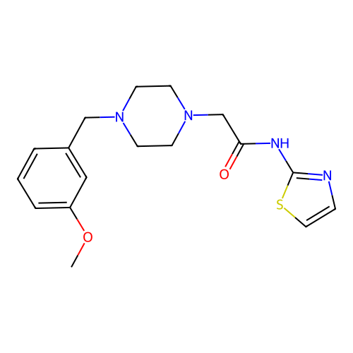 2-[4-[(3-methoxyphenyl)methyl]piperazin-1-yl]-N-(1,3-thiazol-2-yl)acetamide structure
