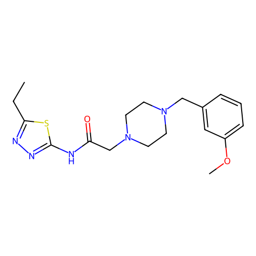 N-(5-ethyl-1,3,4-thiadiazol-2-yl)-2-[4-[(3-methoxyphenyl)methyl]piperazin-1-yl]acetamide structure