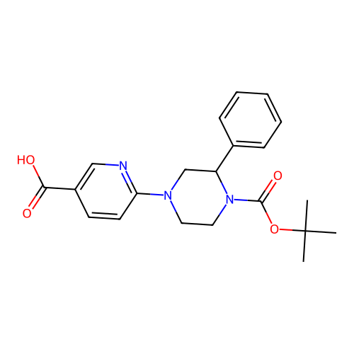 6-{4-[(tert-Butoxy)carbonyl]-3-phenylpiperazin-1-yl}pyridine-3-carboxylic acid structure