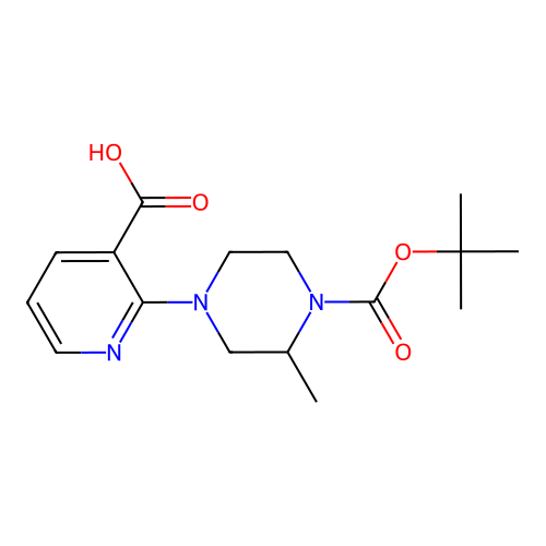 2-{4-[(tert-Butoxy)carbonyl]-3-methylpiperazin-1-yl}pyridine-3-carboxylic acid structure
