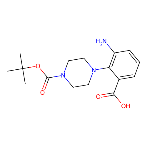 3-amino-2-[4-[(2-methylpropan-2-yl)oxycarbonyl]piperazin-1-yl]benzoic Acid structure