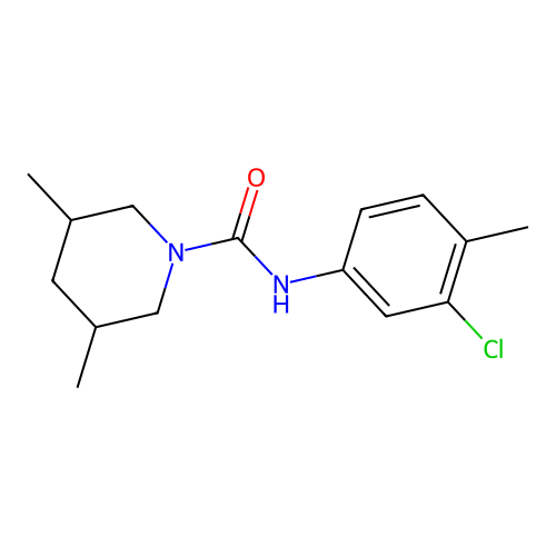 N-(3-chloro-4-methylphenyl)-3,5-dimethylpiperidine-1-carboxamide structure