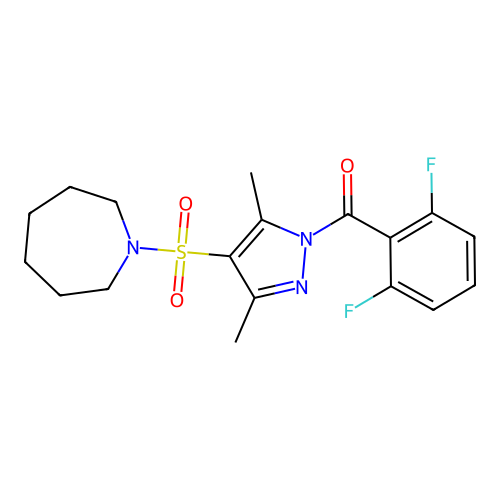 [4-(Azepan-1-ylsulfonyl)-3,5-dimethylpyrazol-1-yl]-(2,6-difluorophenyl)methanone structure