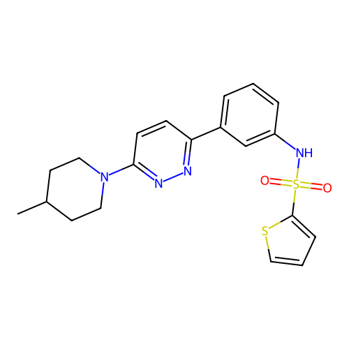 N-{3-[6-(4-methylpiperidin-1-yl)pyridazin-3-yl]phenyl}thiophene-2-sulfonamide structure