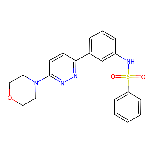 N-[3-(6-morpholin-4-ylpyridazin-3-yl)phenyl]benzenesulfonamide structure
