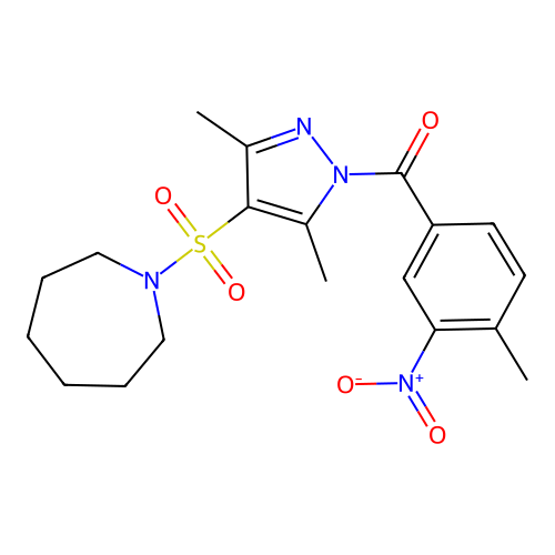 1-{[3,5-dimethyl-1-(4-methyl-3-nitrobenzoyl)-1H-pyrazol-4-yl]sulfonyl}azepane structure
