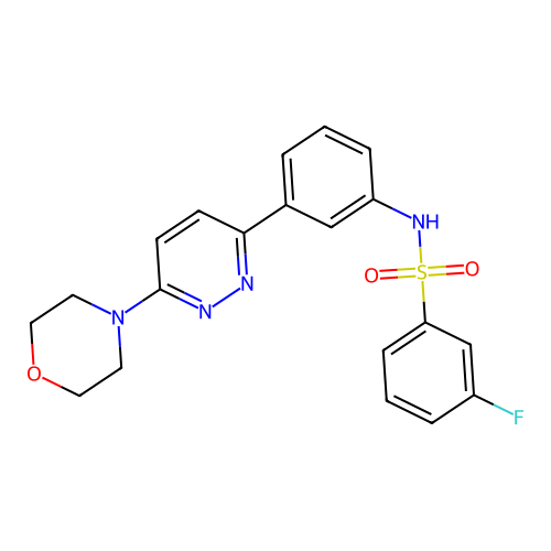 3-fluoro-N-[3-(6-morpholin-4-ylpyridazin-3-yl)phenyl]benzenesulfonamide structure