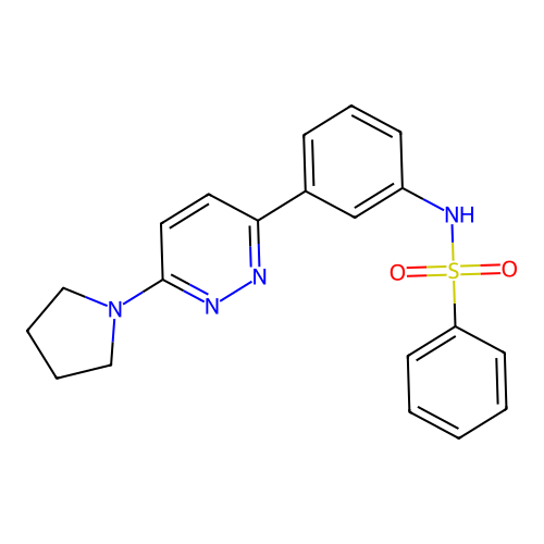 N-{3-[6-(pyrrolidin-1-yl)pyridazin-3-yl]phenyl}benzenesulfonamide structure