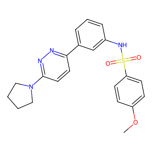 4-methoxy-N-[3-(6-pyrrolidin-1-ylpyridazin-3-yl)phenyl]benzenesulfonamide structure