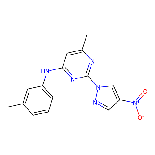 6-methyl-N-(3-methylphenyl)-2-(4-nitro-1H-pyrazol-1-yl)pyrimidin-4-amine structure