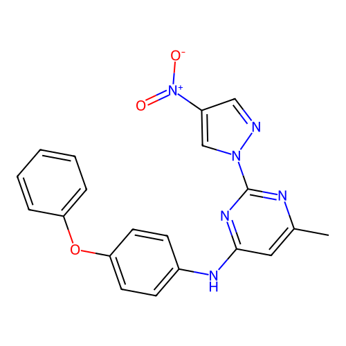 6-methyl-2-(4-nitro-1H-pyrazol-1-yl)-N-(4-phenoxyphenyl)pyrimidin-4-amine structure