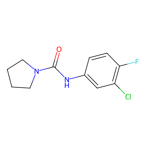 N-(3-chloro-4-fluorophenyl)pyrrolidine-1-carboxamide structure
