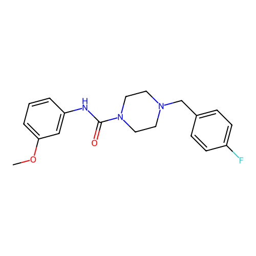 4-[(4-fluorophenyl)methyl]-N-(3-methoxyphenyl)piperazine-1-carboxamide structure