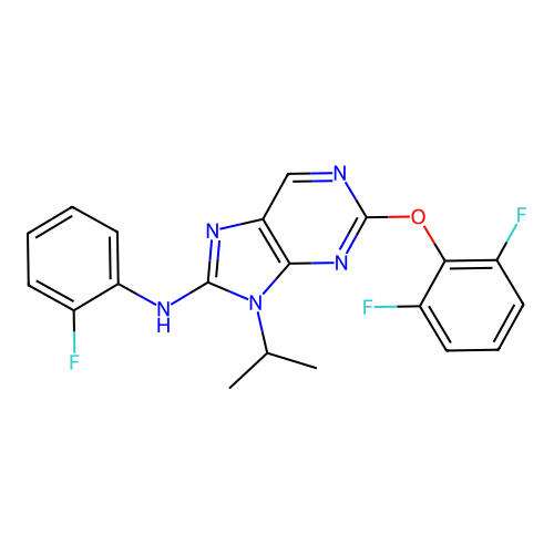 2-(2,6-Difluorophenoxy)-N-(2-fluorophenyl)-9-isopropyl-9H-purin-8-amine structure