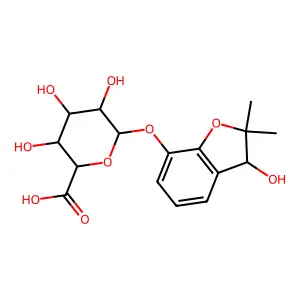 beta-D-Glucopyranosiduronic acid, 2,3-dihydro-3-hydroxy-2,2-dimethyl-7-benzofuranyl structure