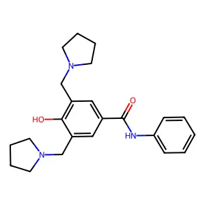 4-hydroxy-N-phenyl-3,5-bis(1-pyrrolidinylmethyl)benzamide structure