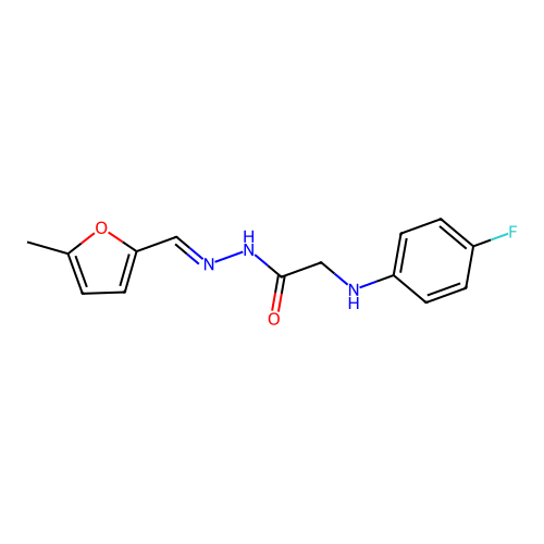 Glycine, N-(4-fluorophenyl)-, 2-[(5-methyl-2-furanyl)methylene]hydrazide structure