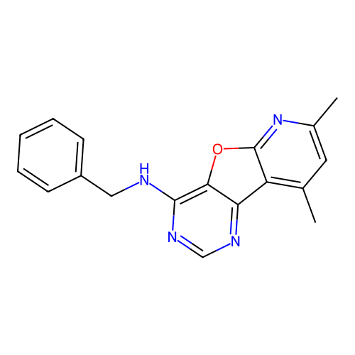 N-benzyl-7,9-dimethylpyrido[3',2':4,5]furo[3,2-d]pyrimidin-4-amine structure