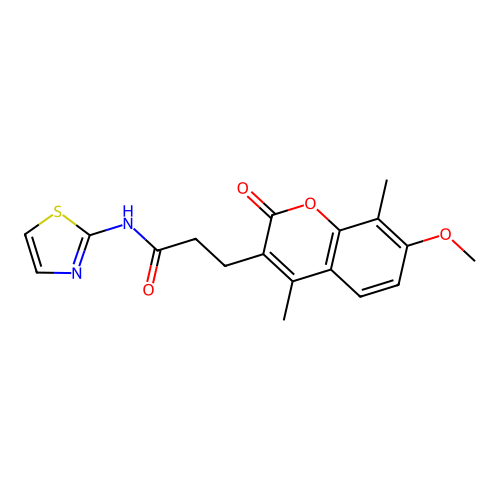 3-(7-methoxy-4,8-dimethyl-2-oxo-2H-chromen-3-yl)-N-(thiazol-2-yl)propanamide structure
