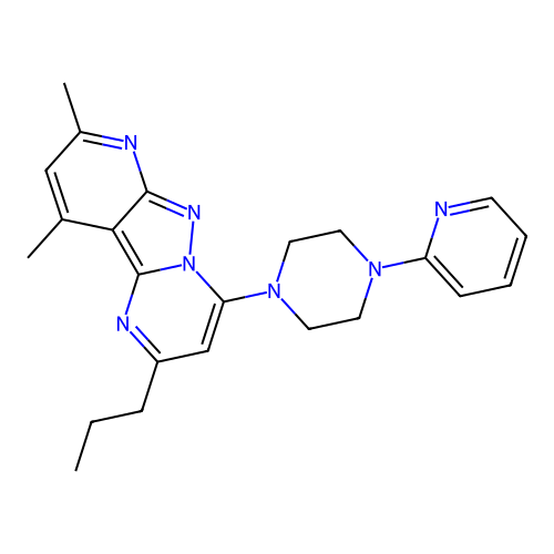 C23H27N7 structure