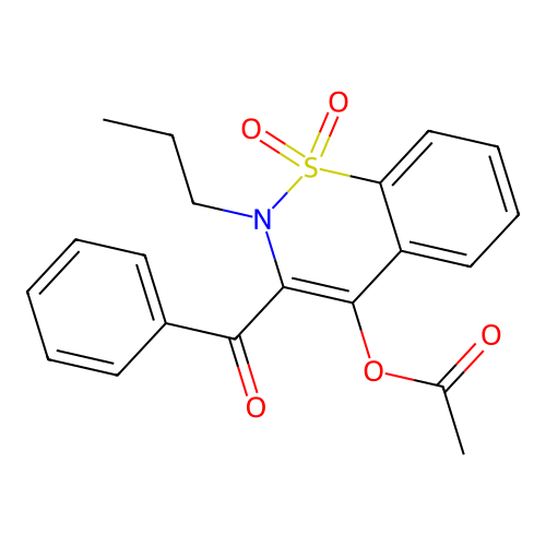 3-benzoyl-1,1-dioxido-2-propyl-2H-1,2-benzothiazin-4-yl acetate structure