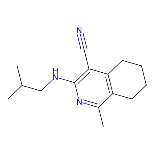 1-Methyl-3-[(2-methylpropyl)amino]-5,6,7,8-tetrahydroisoquinoline-4-carbonitrile structure