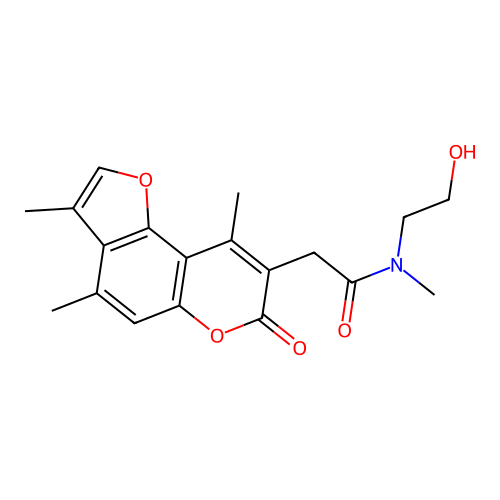 N-(2-hydroxyethyl)-N-methyl-2-(3,4,9-trimethyl-7-oxo-7H-furo[2,3-f]chromen-8-yl)acetamide structure