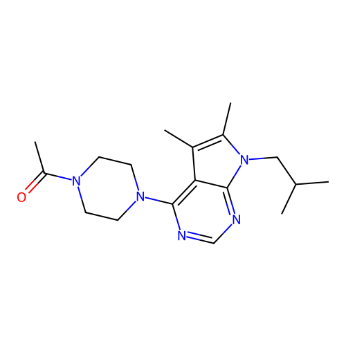 1-(4-(7-isobutyl-5,6-dimethyl-7H-pyrrolo[2,3-d]pyrimidin-4-yl)piperazin-1-yl)ethanone structure