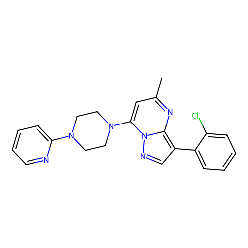 3-(2-chlorophenyl)-5-methyl-7-(4-pyridin-2-ylpiperazin-1-yl)pyrazolo[1,5-a]pyrimidine structure