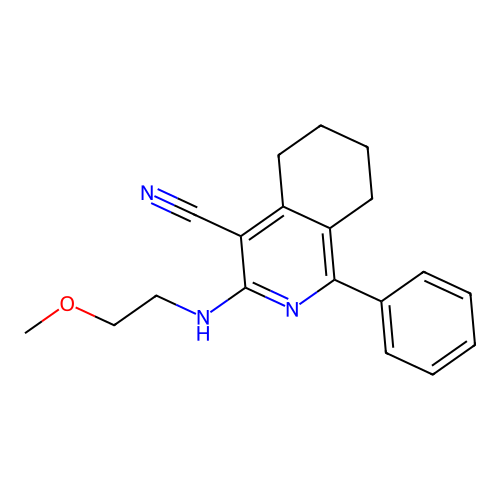 3-[(2-Methoxyethyl)amino]-1-phenyl-5,6,7,8-tetrahydroisoquinoline-4-carbonitrile structure