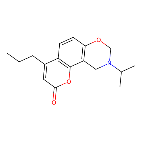9-isopropyl-4-propyl-9,10-dihydrochromeno[8,7-e][1,3]oxazin-2(8H)-one structure