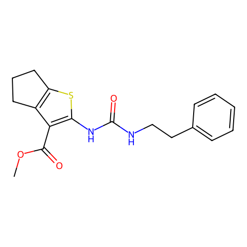 methyl 2-(3-phenethylureido)-5,6-dihydro-4H-cyclopenta[b]thiophene-3-carboxylate structure