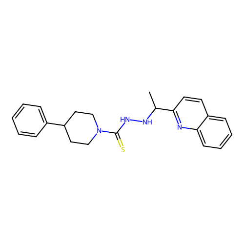 4-phenyl-N'-(1-quinolin-2-ylethyl)piperidine-1-carbothiohydrazide structure