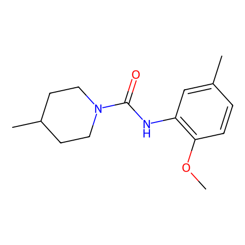 N-(2-methoxy-5-methylphenyl)-4-methylpiperidine-1-carboxamide structure