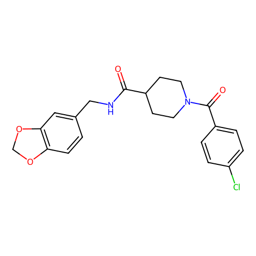 N-(1,3-benzodioxol-5-ylmethyl)-1-(4-chlorobenzoyl)piperidine-4-carboxamide structure