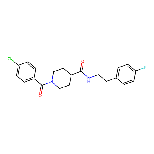 1-(4-chlorobenzoyl)-N-[2-(4-fluorophenyl)ethyl]piperidine-4-carboxamide structure