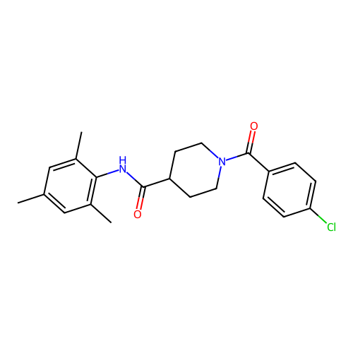 1-(4-chlorobenzoyl)-N-(2,4,6-trimethylphenyl)piperidine-4-carboxamide structure