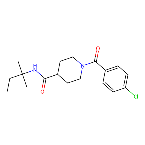 1-(4-chlorobenzoyl)-N-(2-methylbutan-2-yl)piperidine-4-carboxamide structure