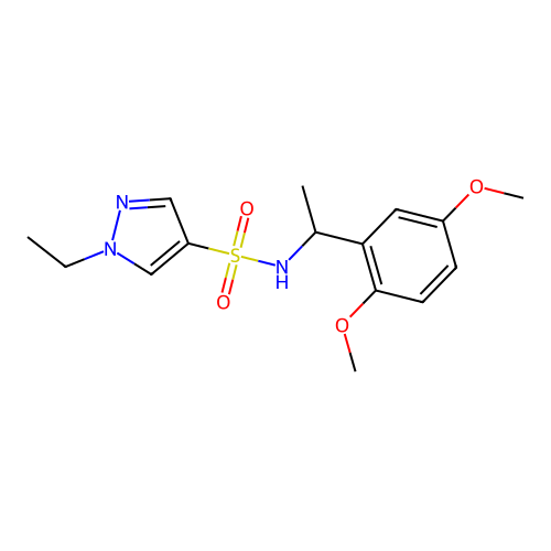 N-[1-(2,5-dimethoxyphenyl)ethyl]-1-ethylpyrazole-4-sulfonamide structure